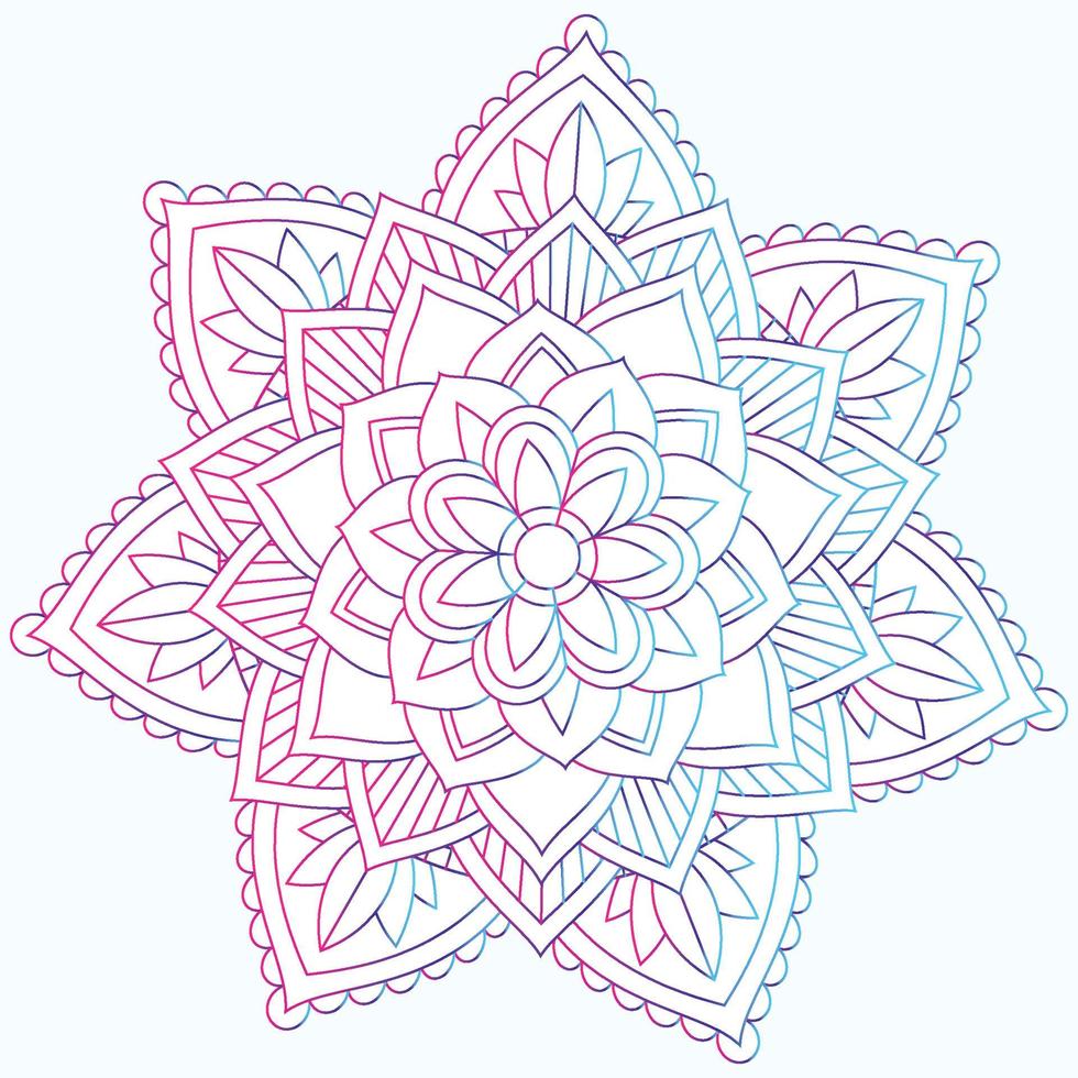 mandala sfumato rotondo. mandala con motivi floreali. pacchetto stampabile, elementi decorativi, indiano, etnico, yoga, modello da colorare vettore