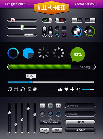 Insieme vettoriale di elementi dell&#39;interfaccia utente