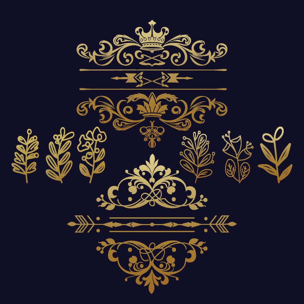 vettore moderno nozze cresta logo design con allori e oro luccichio