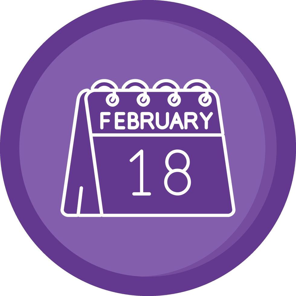 18 ° di febbraio solido viola cerchio icona vettore