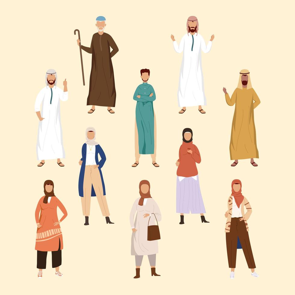 dieci persone della comunità musulmana vettore