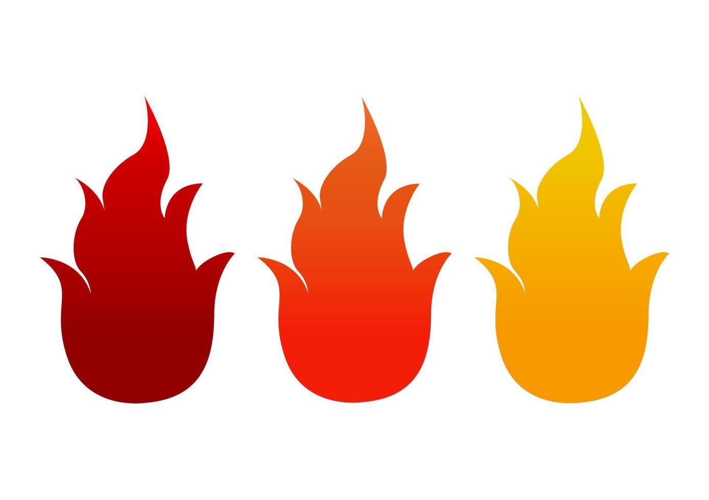 raccolta di semplici illustrazioni di tre tipi di disegni di fuoco vettore