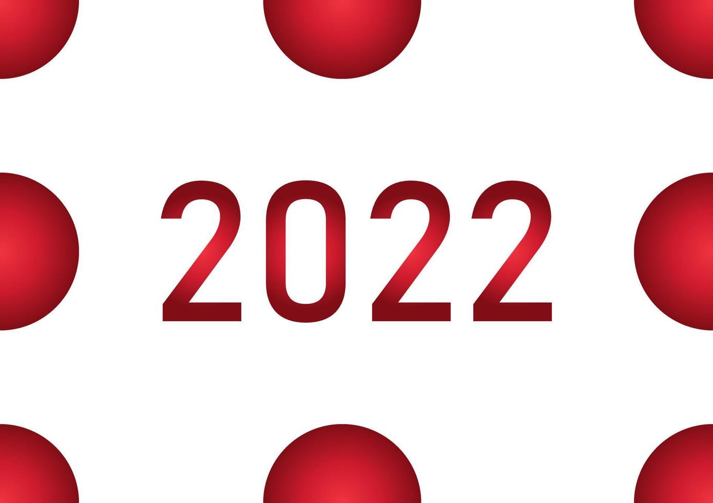 sfondo del tema del nuovo anno 2022 con palline rosse vettore