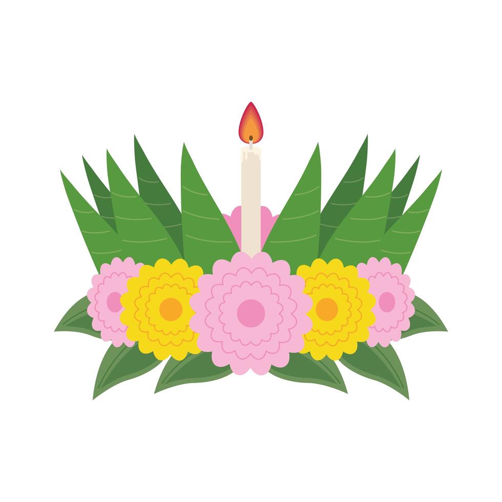 decorazione floreale loy krathong vettore