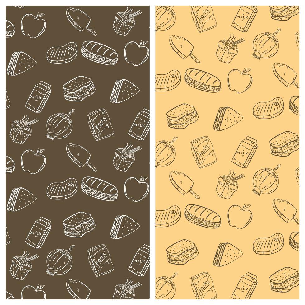 modelli di doodle di fast food vettore