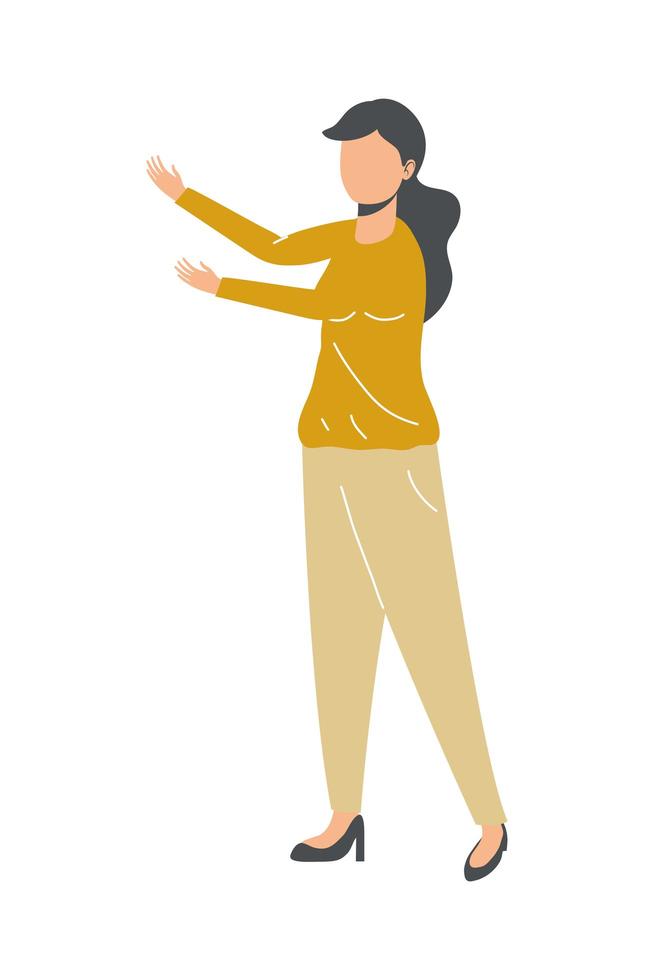 avatar donna con le mani in alto vettore