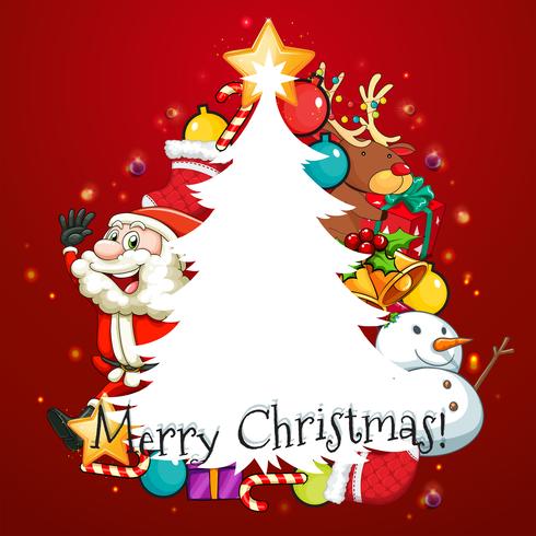 Cartolina di Natale con Babbo Natale e albero vettore