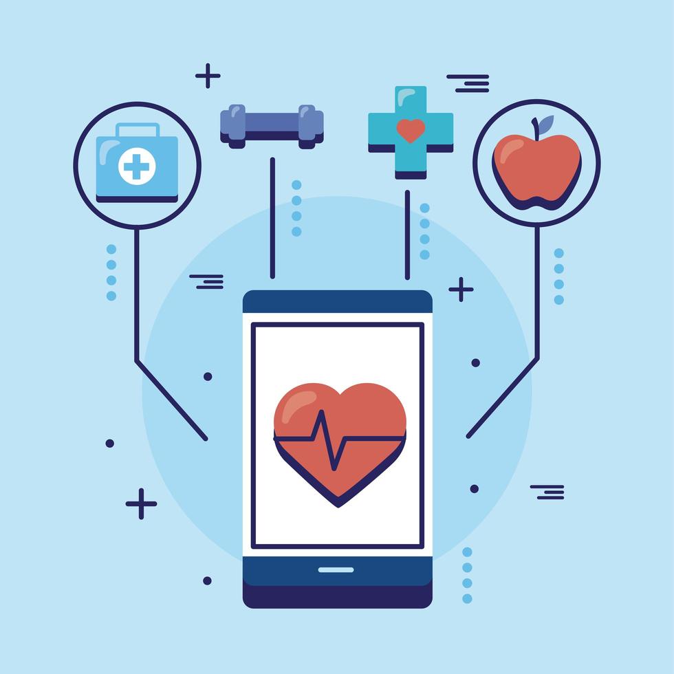 app per la salute su smartphone vettore