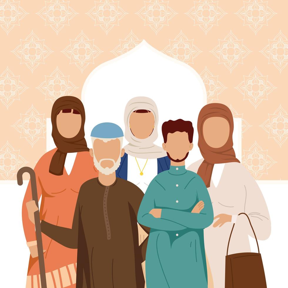 cinque persone della comunità musulmana vettore