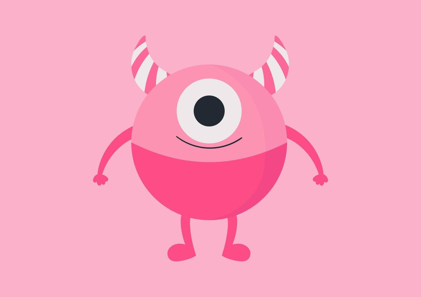 una bellissima illustrazione di un mostro rosa brillante con una faccia allegra vettore