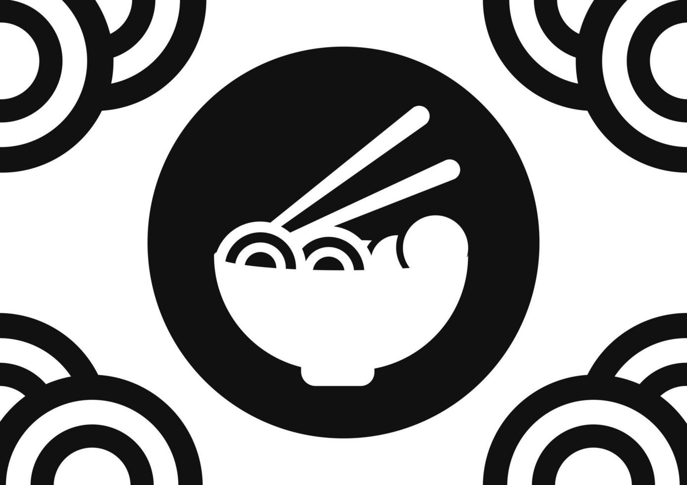 illustrazione di tagliatelle e polpette con tema bianco e nero vettore