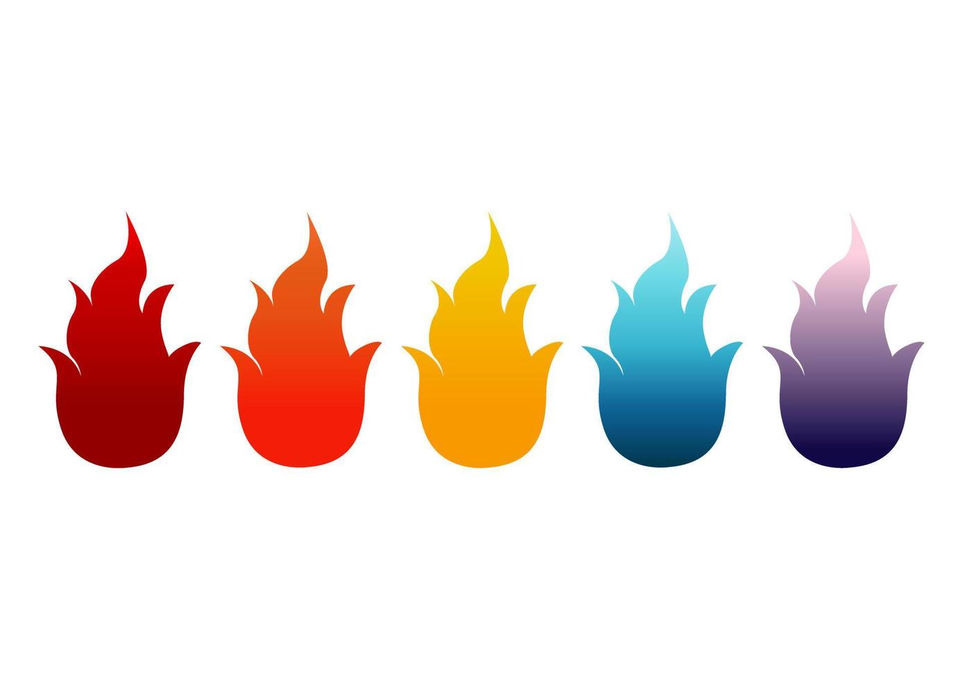raccolta di semplici illustrazioni di cinque tipi di disegni di fuoco vettore