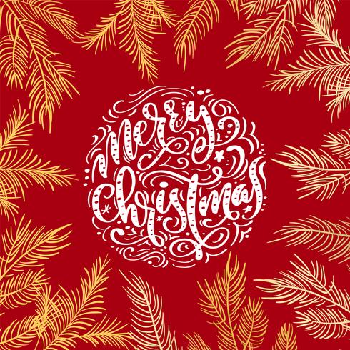 Buon Natale vettoriale testo Calligrafico disegno di iscrizione su sfondo rosso. Tipografia creativa per poster regalo di auguri di vacanza. Banner stile font calligrafia