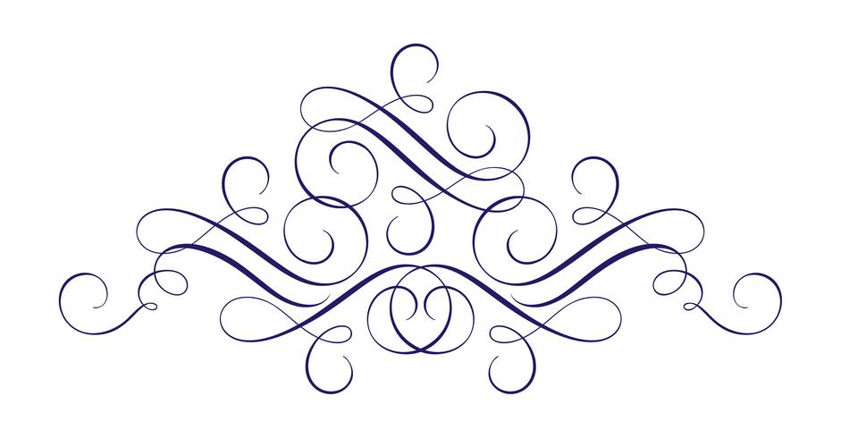 Elemento di disegno fiorito disegnato a mano di vettore calligrafico. Swirl decori in stile leggero per la sicurezza, il web, il matrimonio e la stampa. Isolato su sfondo bianco Calligrafia e lettering illustrazione