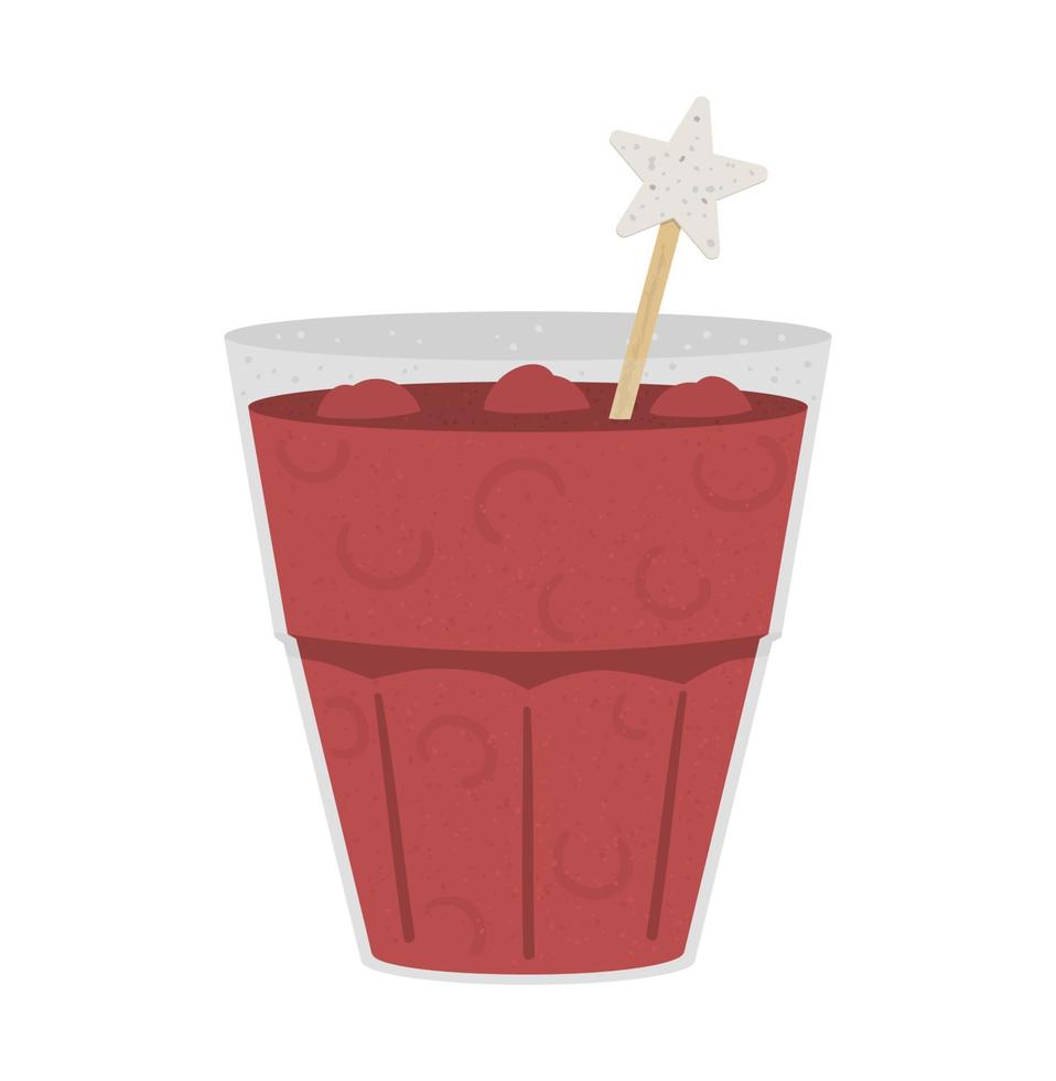 bicchiere vettoriale con punch alla ciliegia speziata. illustrazione di bevanda alcolica tradizionale invernale. icona di bevanda calda vacanza isolato su priorità bassa bianca.