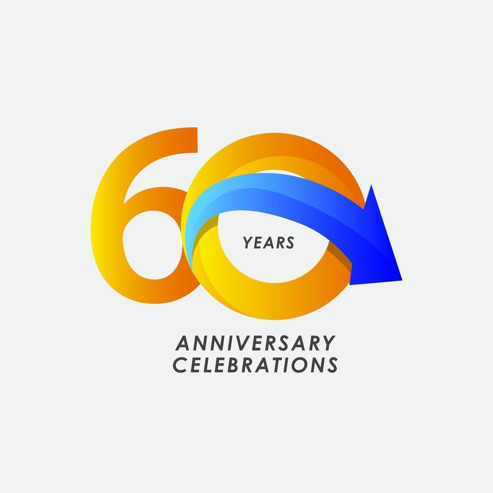 Illustrazione di progettazione del modello di vettore di numero di celebrazione di anniversario di 60 anni