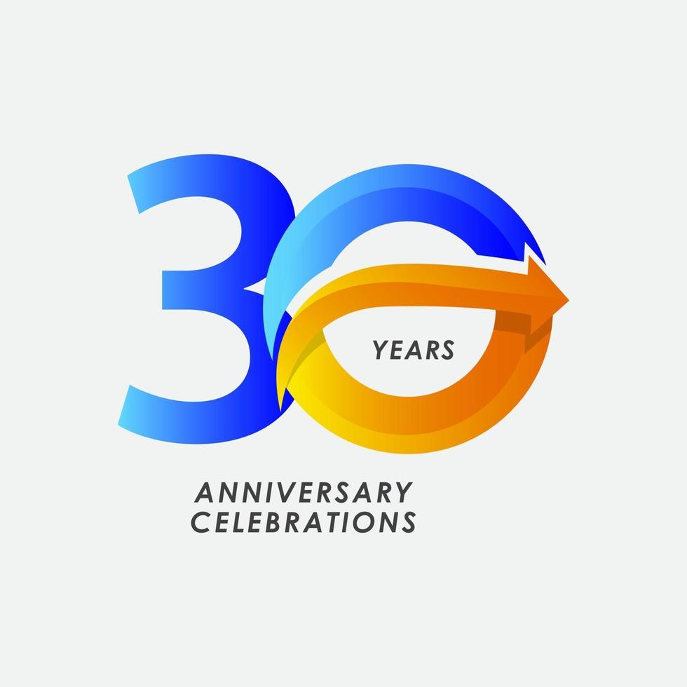 Illustrazione di progettazione del modello di vettore di numero di celebrazione di anniversario di 30 anni
