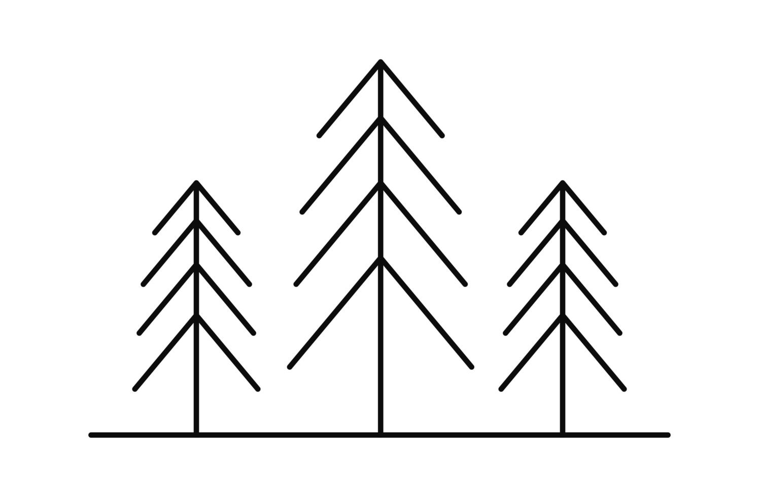 stile linea pini alberi vettore