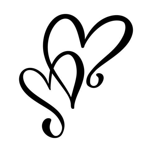 Progettazione di cuori d&#39;amore calligrafici vettore