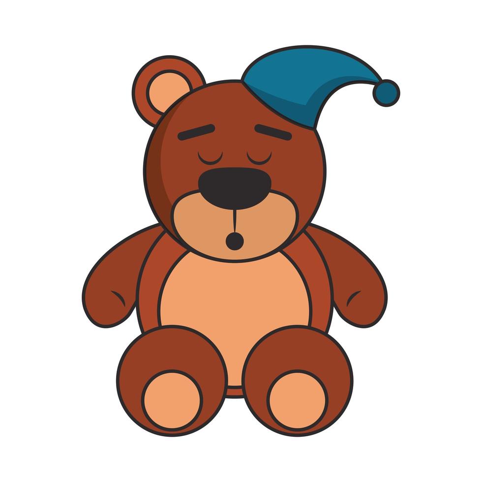 cartone animato orsacchiotto con cappello pigiama vettore