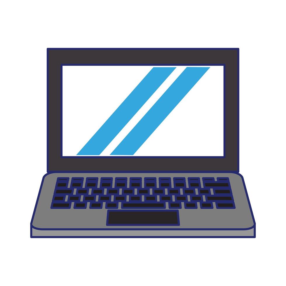 linee blu del fumetto dell'icona del computer vettore
