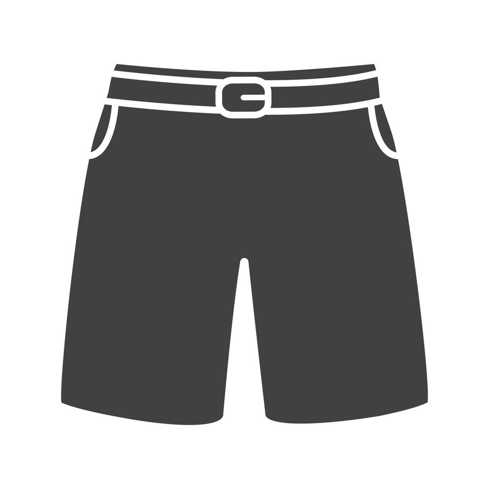 icona del glifo con costume da bagno. simbolo di sagoma. pantaloncini sportivi. spazio negativo. illustrazione vettoriale isolato