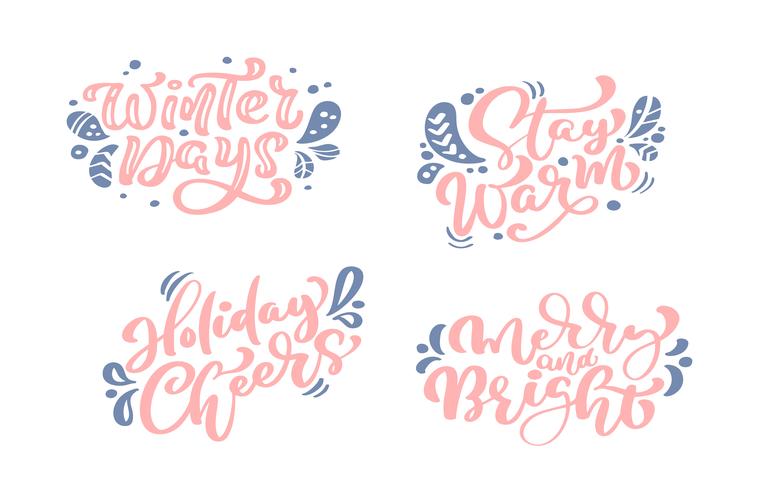 Impostare il testo di vettore di felice anno nuovo Modello di scheda di disegno di buon Natale lettering lettering calligrafico. Tipografia creativa per poster regalo di auguri di vacanza. Banner stile font calligrafia