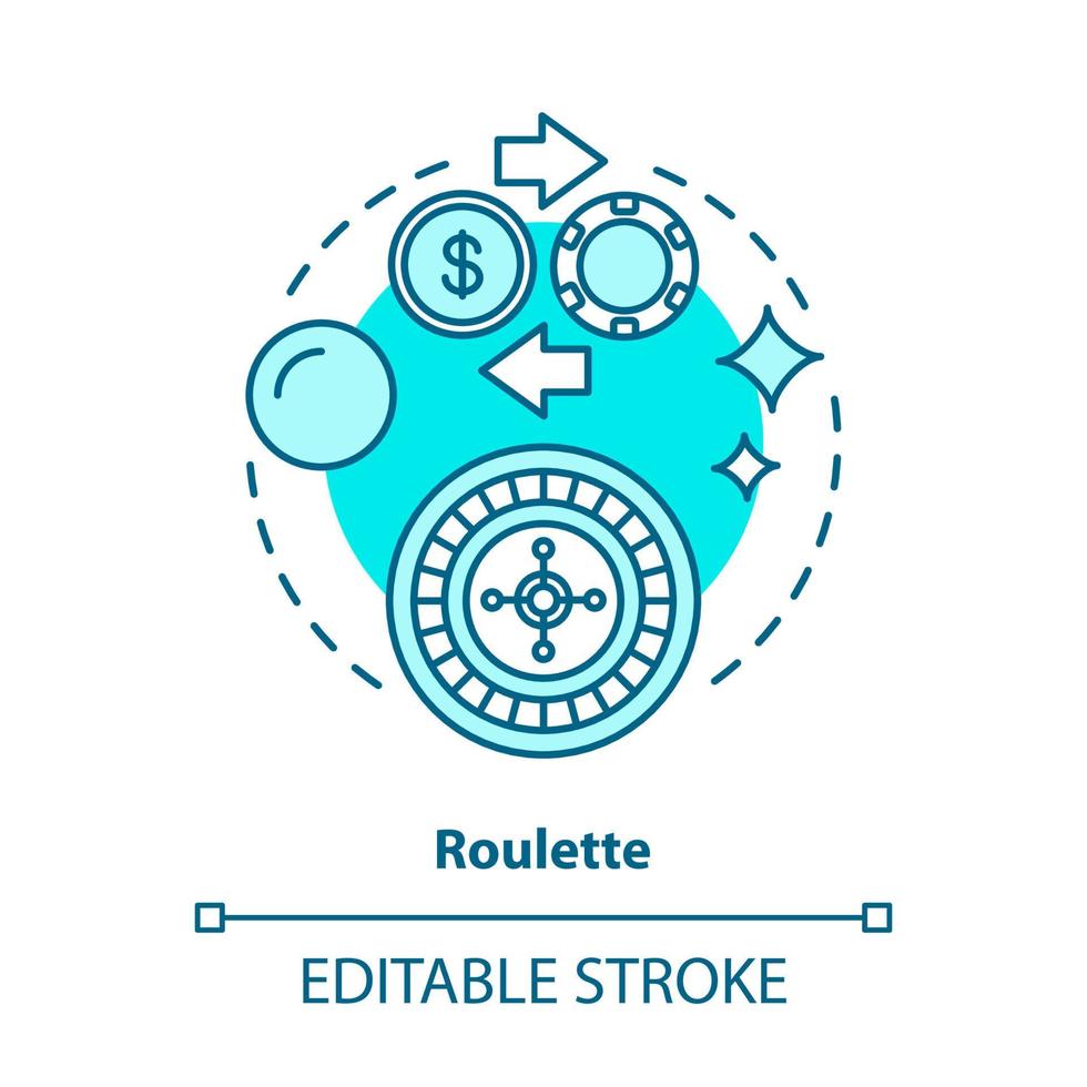 icona del concetto di roulette. illustrazione della linea sottile di idea di gioco d'azzardo online. casinò, gioco d'azzardo. scommesse, ruota della fortuna. intrattenimento di Las Vegas. disegno vettoriale isolato profilo. tratto modificabile