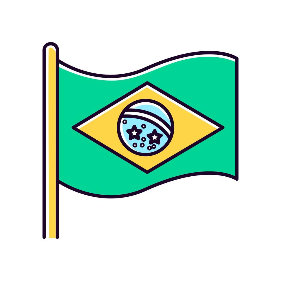 bandiera del brasile icona di colore verde rgb. simbolo di stato. costellazione sopra rio de janeiro. indipendenza del paese sudamericano. illustrazione vettoriale isolato