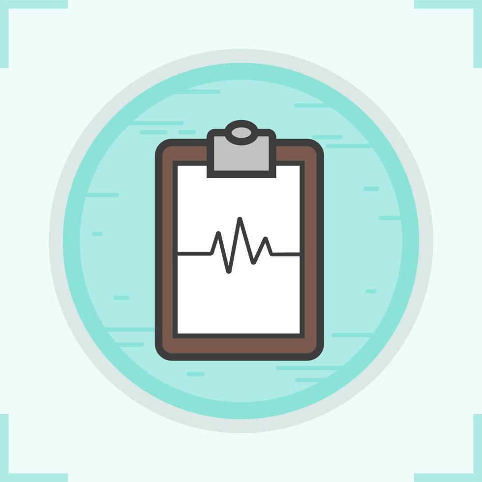 icona del colore degli appunti del cardiogramma. monitor del cuore. ecg. illustrazione vettoriale isolato