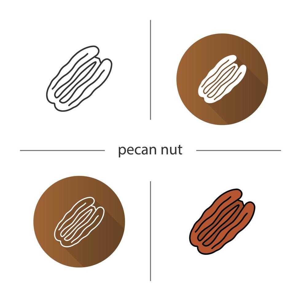 icona di noci pecan. design piatto, stili lineari e di colore. illustrazioni vettoriali isolate