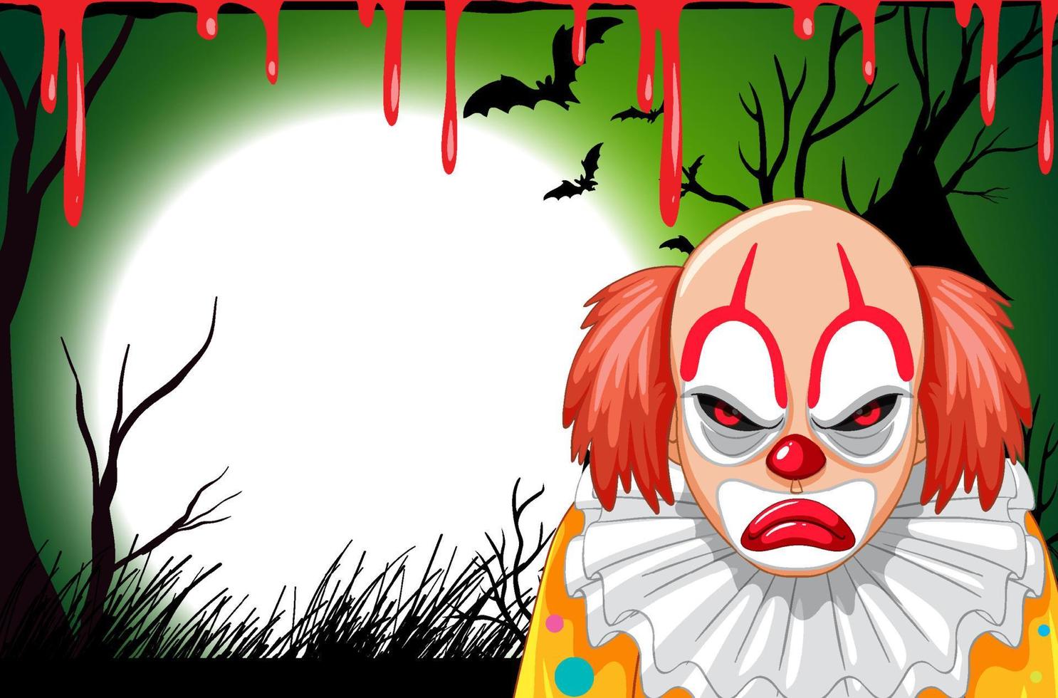 banner di halloween vuoto con clown raccapricciante vettore