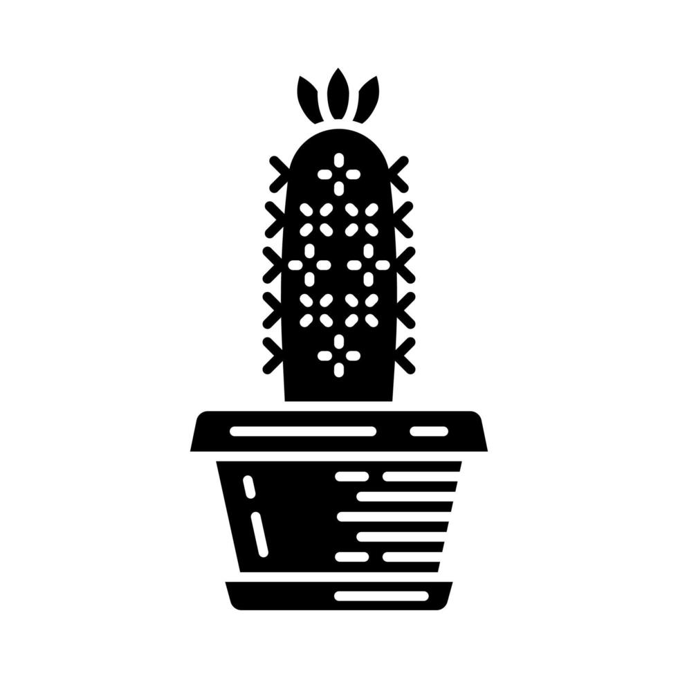 riccio cactus in vaso icona del glifo vettore