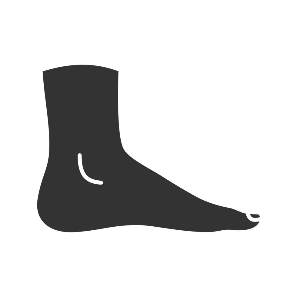 icona del glifo con piede. simbolo di sagoma. spazio negativo. illustrazione vettoriale isolato