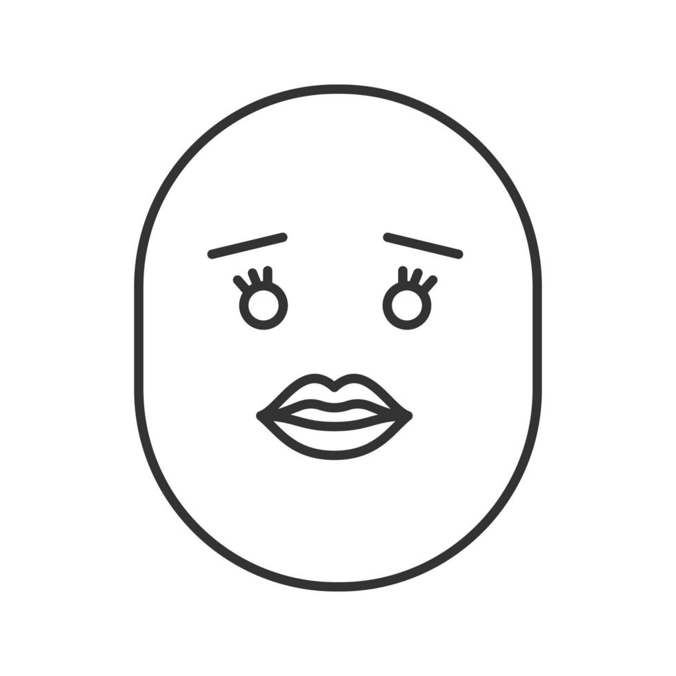 sorriso con l'icona lineare delle labbra femminili. illustrazione di linea sottile. baciare il viso. simbolo di contorno. disegno vettoriale isolato contorno