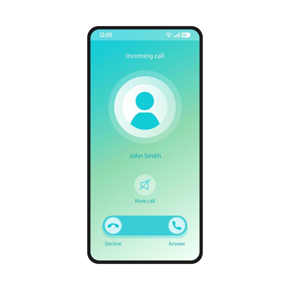 modello di vettore dell'interfaccia dello smartphone di chiamata muta
