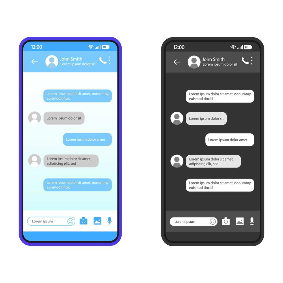 modello di vettore dell'interfaccia di chat dello smartphone