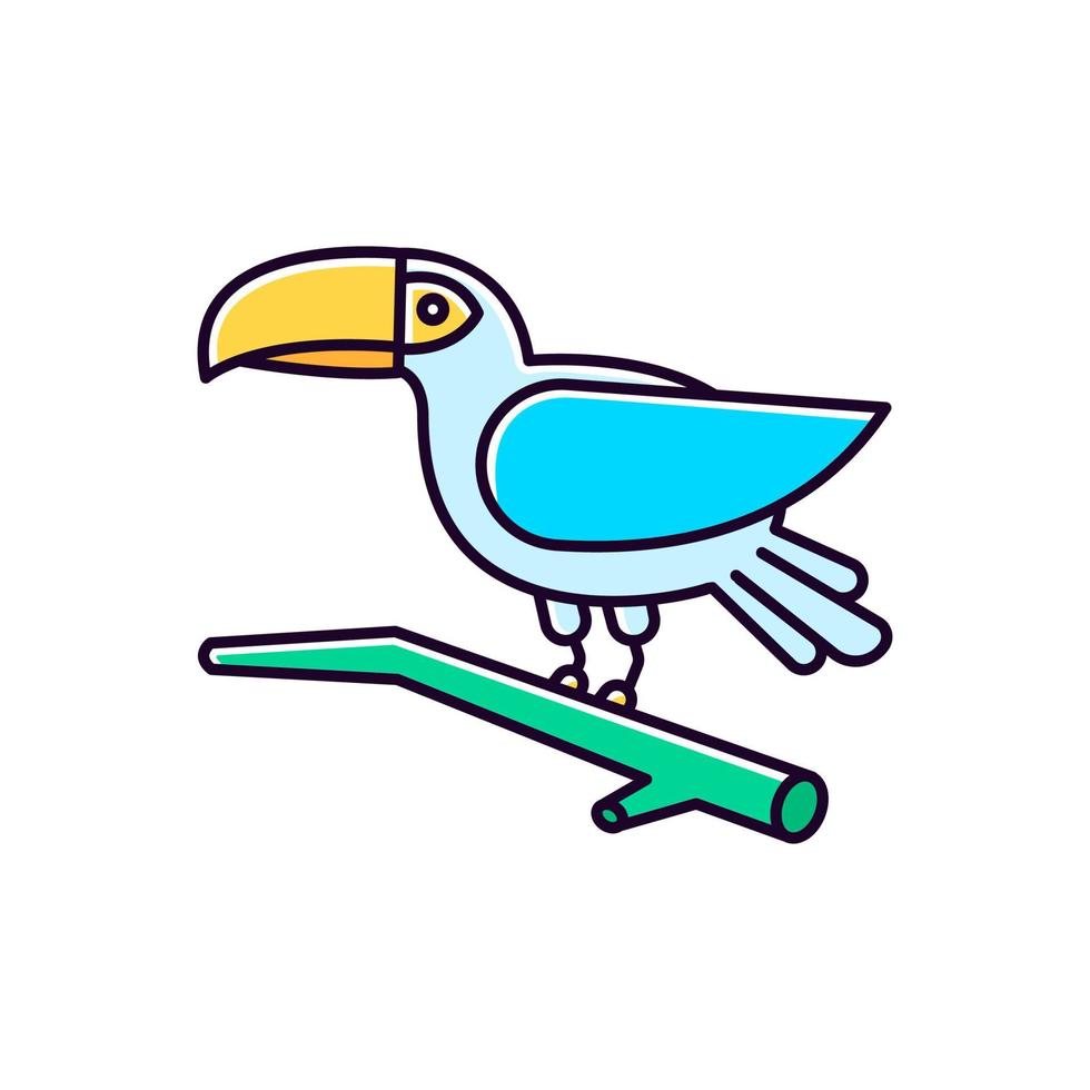 icona di colore blu rgb tucano. uccello esotico. fauna brasiliana. animali selvatici. uccellino tropicale. ornitologia. animale selvatico del sud america. illustrazione vettoriale isolato