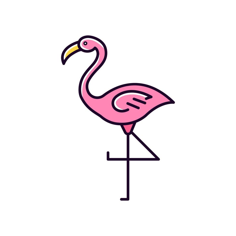icona di colore rosa fenicottero rgb. uccello selvatico esotico. creatura tropicale. animali selvatici. habitat sudamericano. illustrazione vettoriale isolato