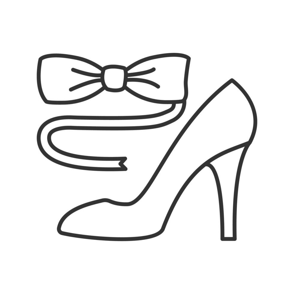 Papillon e icona lineare scarpa tacco alto. codice di abbigliamento da festa. illustrazione di linea sottile. simbolo di contorno. disegno vettoriale isolato contorno