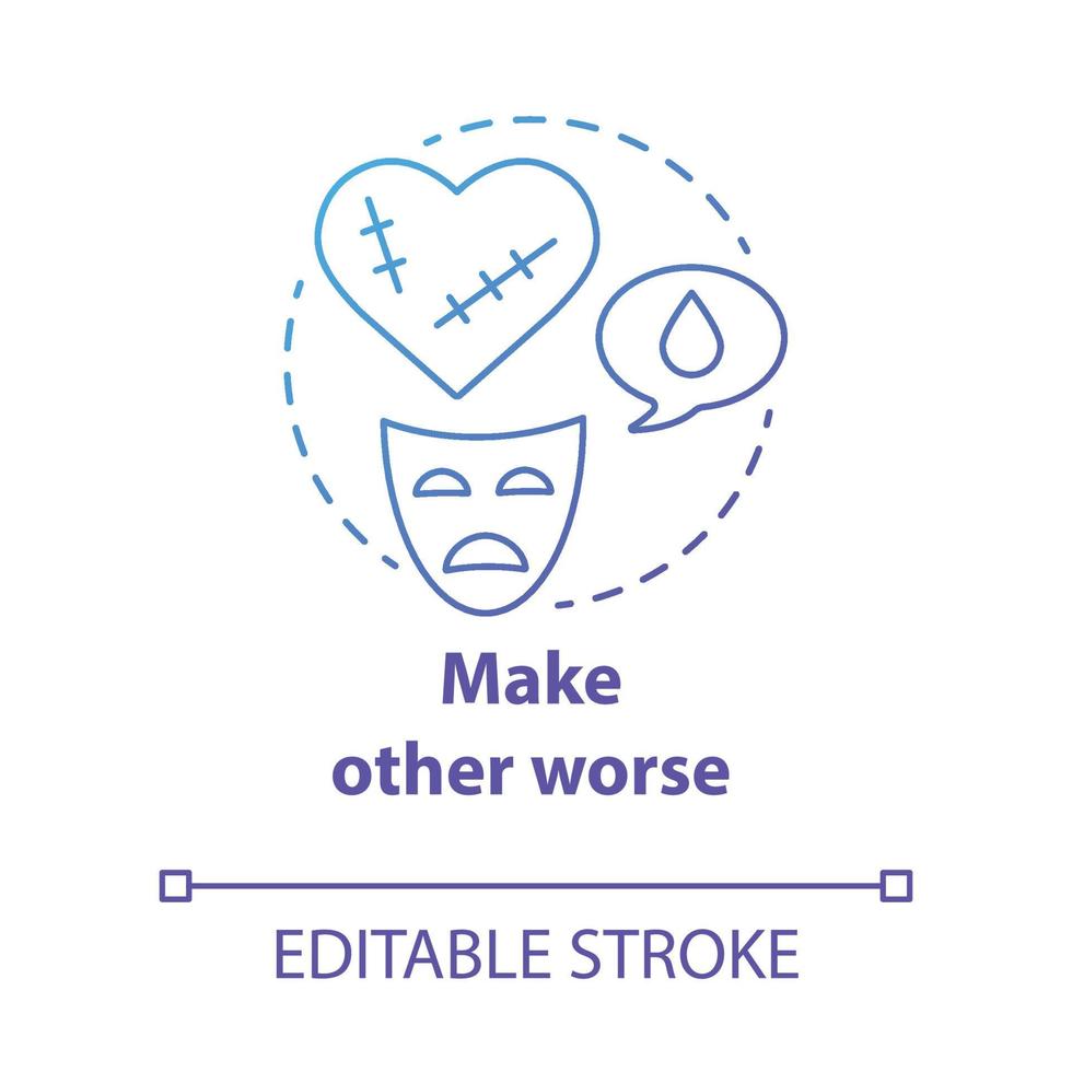 rendere l'altra icona del concetto peggiore. incolpare il partner per la rottura della relazione. drammatico divorzio. vittima idea complessa illustrazione al tratto sottile. disegno vettoriale isolato profilo. tratto modificabile