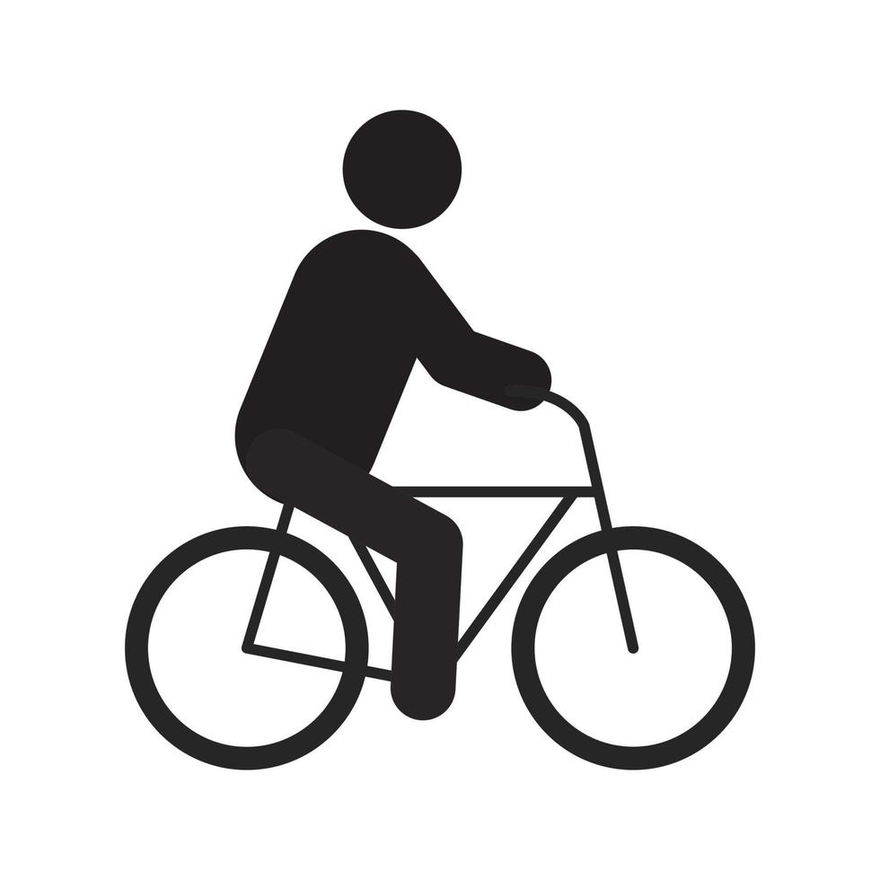icona della siluetta della bici di guida dell'uomo. sport. illustrazione vettoriale isolato. ciclista. trasporto ecologico