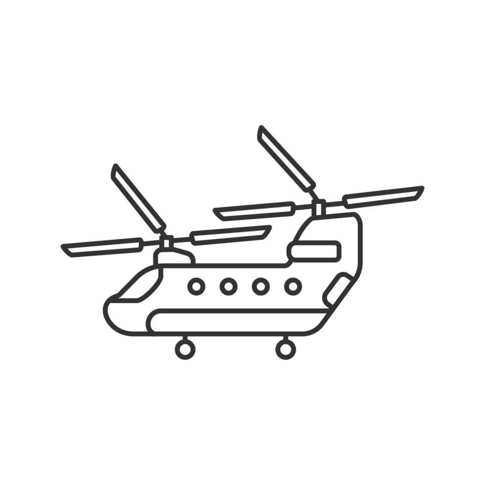 icona lineare di elicottero militare vettore