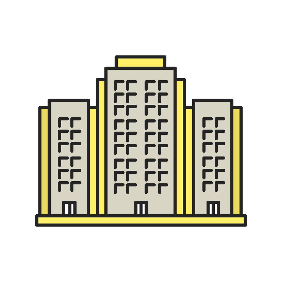 icona del colore dell'edificio a più piani. palazzone. illustrazione vettoriale isolato