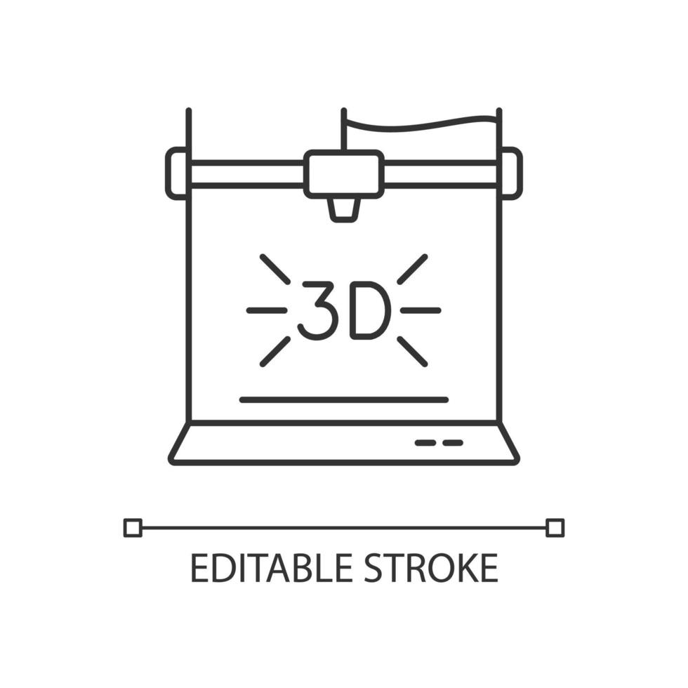 Icona lineare della stampante 3D vettore