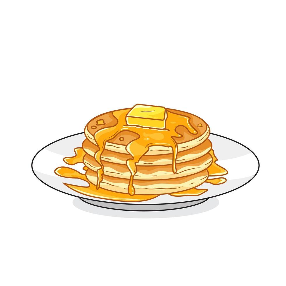 vettore illustrazione di Pancakes su bianca piatto delizioso dolce