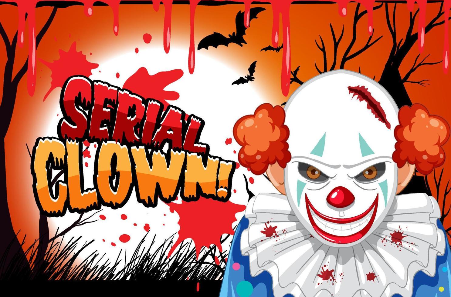 poster di clown seriale con personaggio clown killer vettore