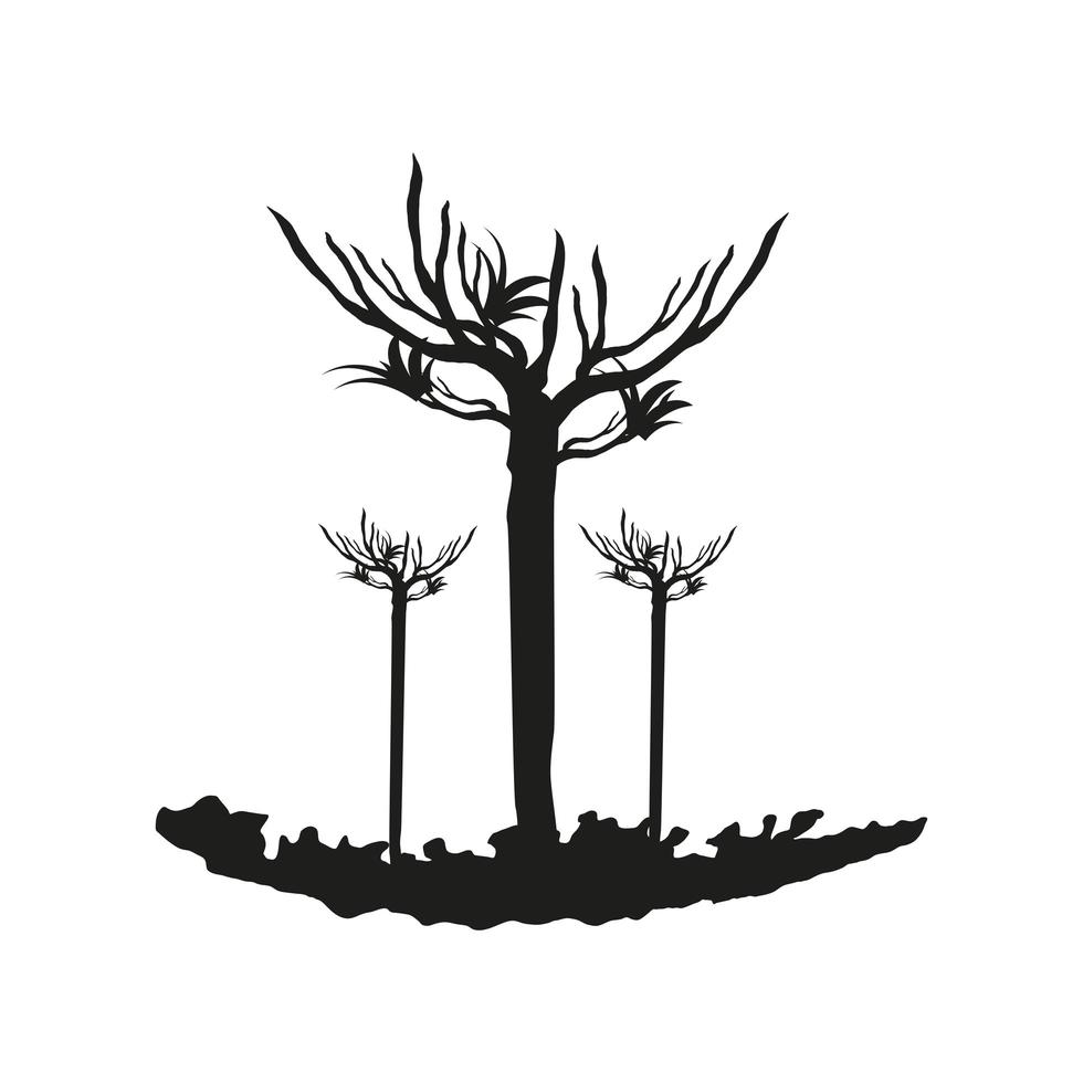 silhouette alberi secchi vettore