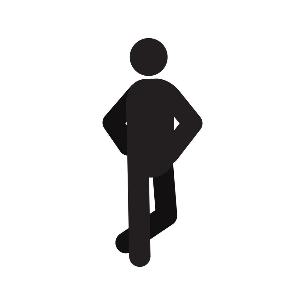 uomo in piedi in posa fiduciosa silhouette icona. persona di successo. illustrazione vettoriale isolato. capo, uomo d'affari