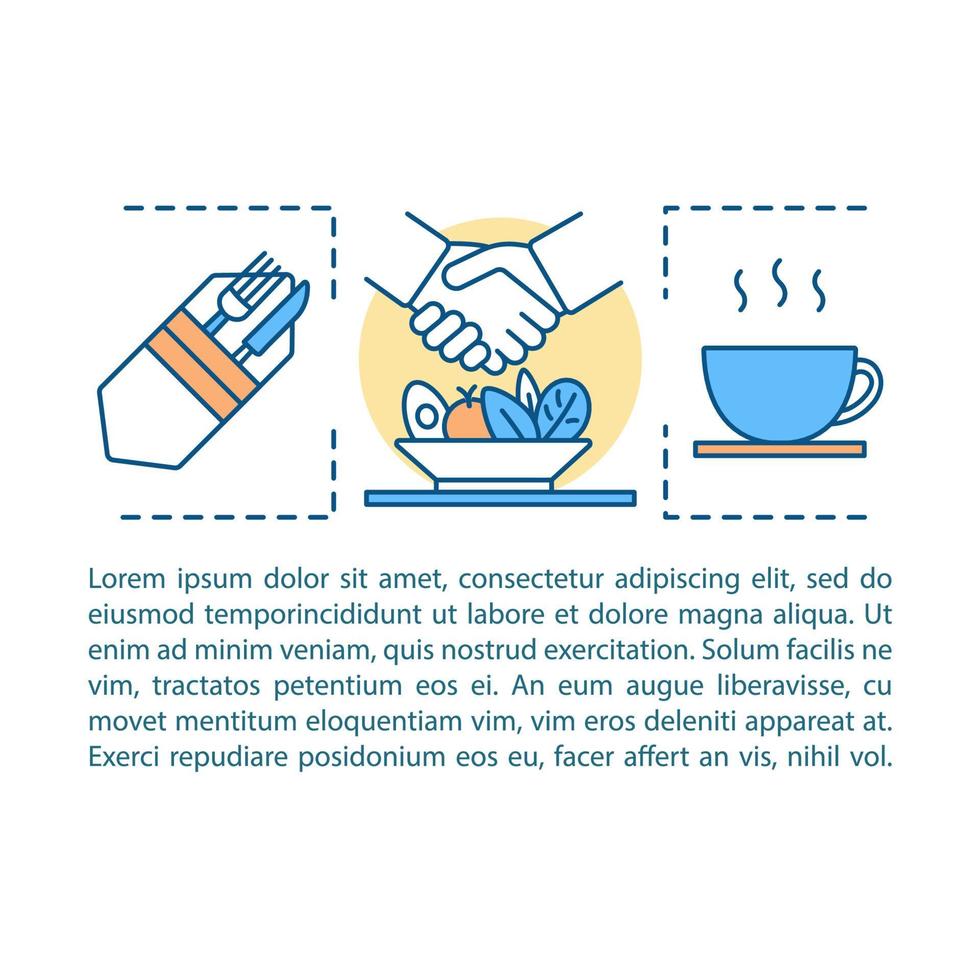 illustrazione lineare del concetto di pranzo di lavoro vettore